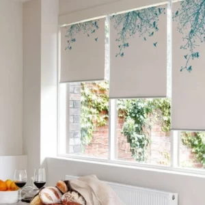 Cortinas Rollers Decorativos Ramas Azul